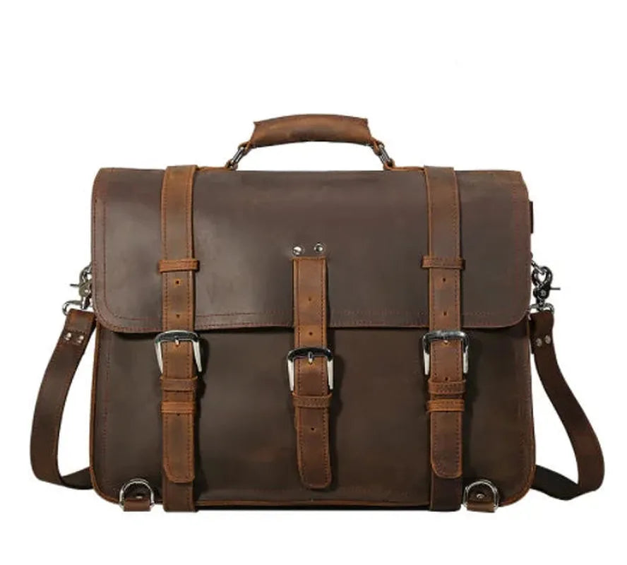 KTX-532051 Vintage Genuine Leather Laptop Bag for Men - Stylish Business Briefcase