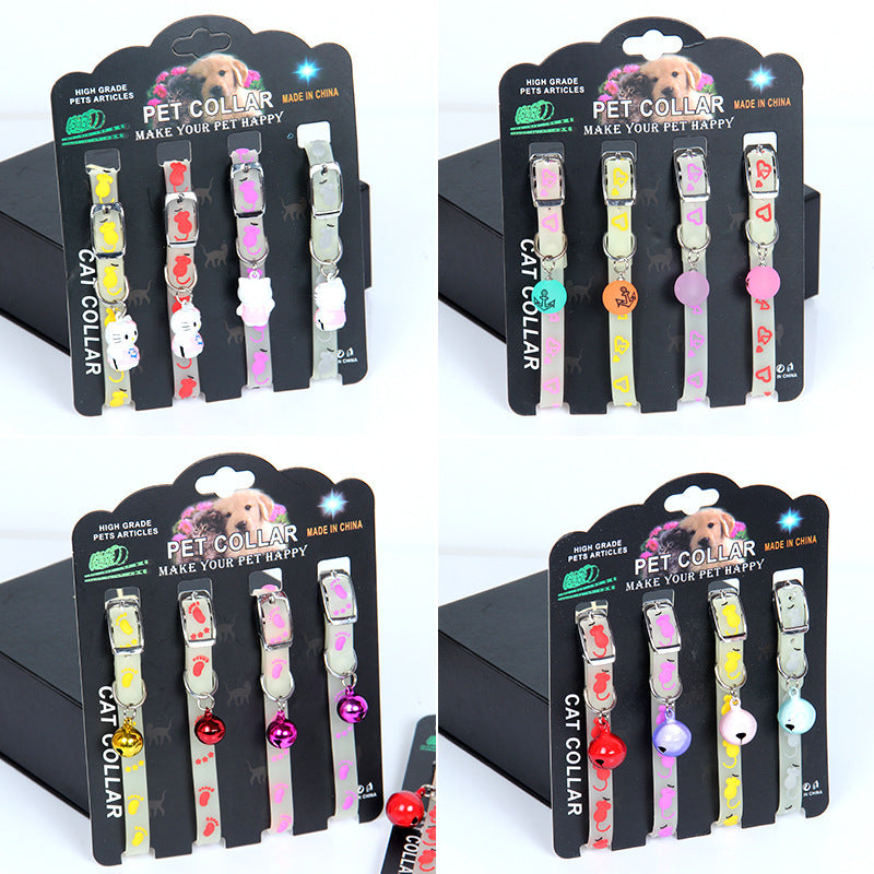 HKM-157587 Luminous Silicone Rubber Dog Collar with Colorful Bells