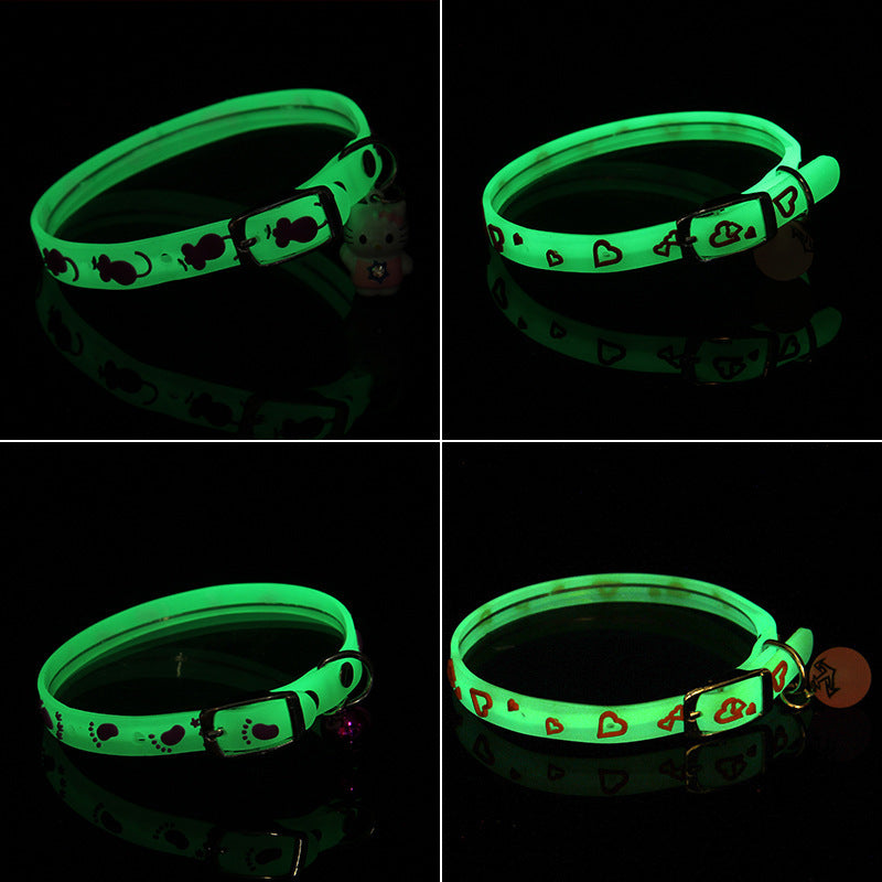 HKM-157587 Luminous Silicone Rubber Dog Collar with Colorful Bells