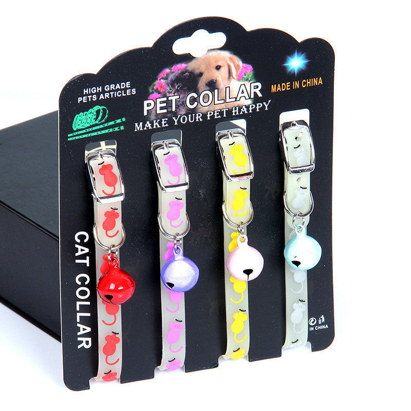 HKM-157587 Luminous Silicone Rubber Dog Collar with Colorful Bells