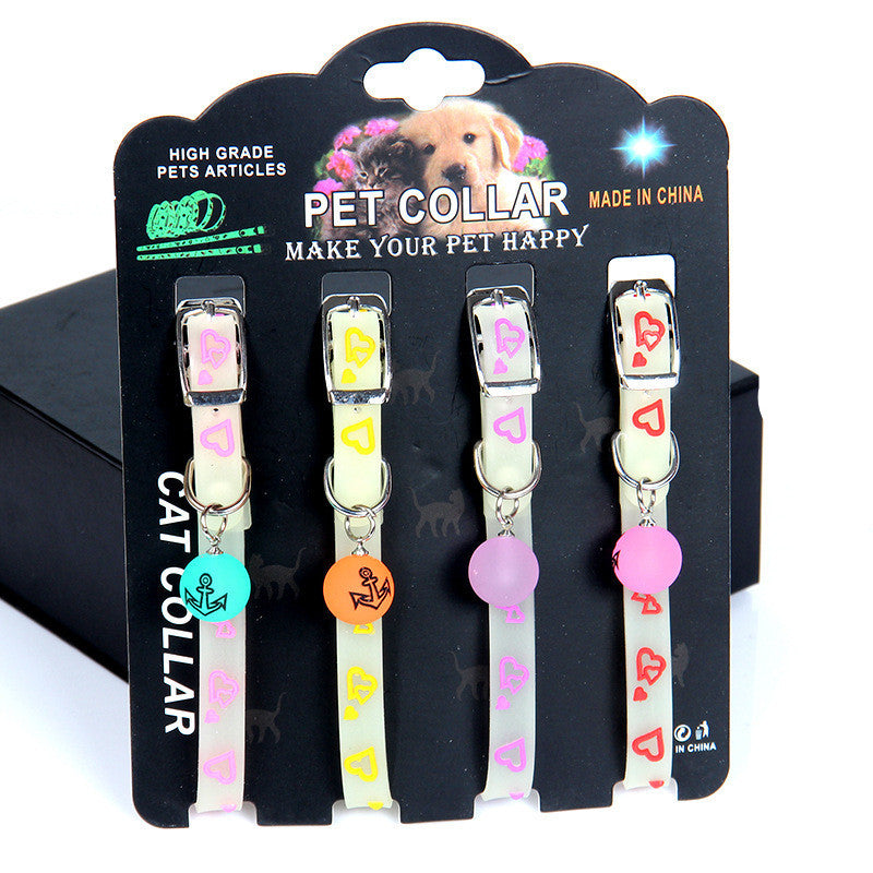 HKM-157587 Luminous Silicone Rubber Dog Collar with Colorful Bells
