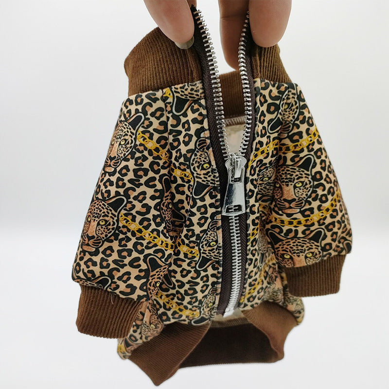 HKM-180179 Leopard Print Casual Dog Clothing for Spring and Autumn, Polyester, Sizes XS to 2XL