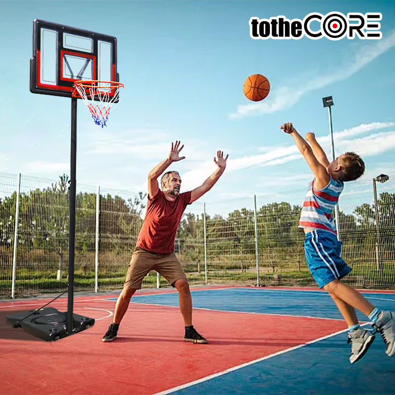 HKM-211091 Adjustable Portable Basketball Hoop with PC Backplate, Large Base & Wheels - 4.43 to 10 ft