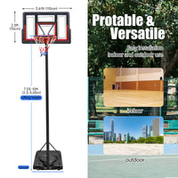 HKM-211091 Adjustable Portable Basketball Hoop with PC Backplate, Large Base & Wheels - 4.43 to 10 ft