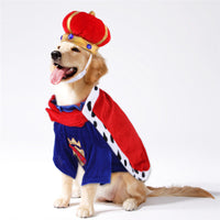 HKM-778195 Pet King Cloak Dog Crown Hat and Collar Accessories Set, Cloth Material, Sizes S-XL
