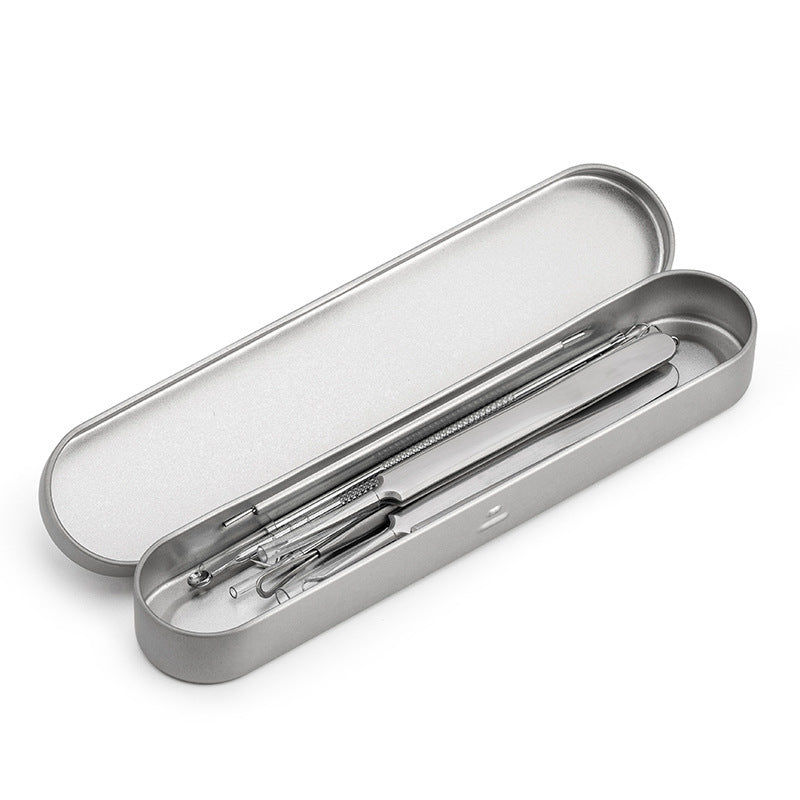 HKM-175891 Stainless Steel Acne and Blackhead Removal Needle Set with Case - 8 Tools