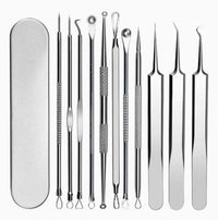 HKM-175891 Stainless Steel Acne and Blackhead Removal Needle Set with Case - 8 Tools