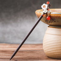 HKM-279635 Elegant Wood Tassel Hairpin with Gold-Plated Inlaid Gems and Exquisite Gift Box