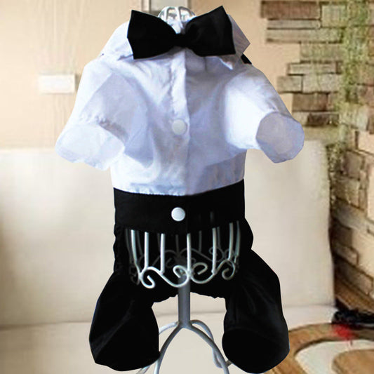 HKM-310099 Elegant British Bow Tie Suit Bib for Male Dogs - Available in Multiple Sizes