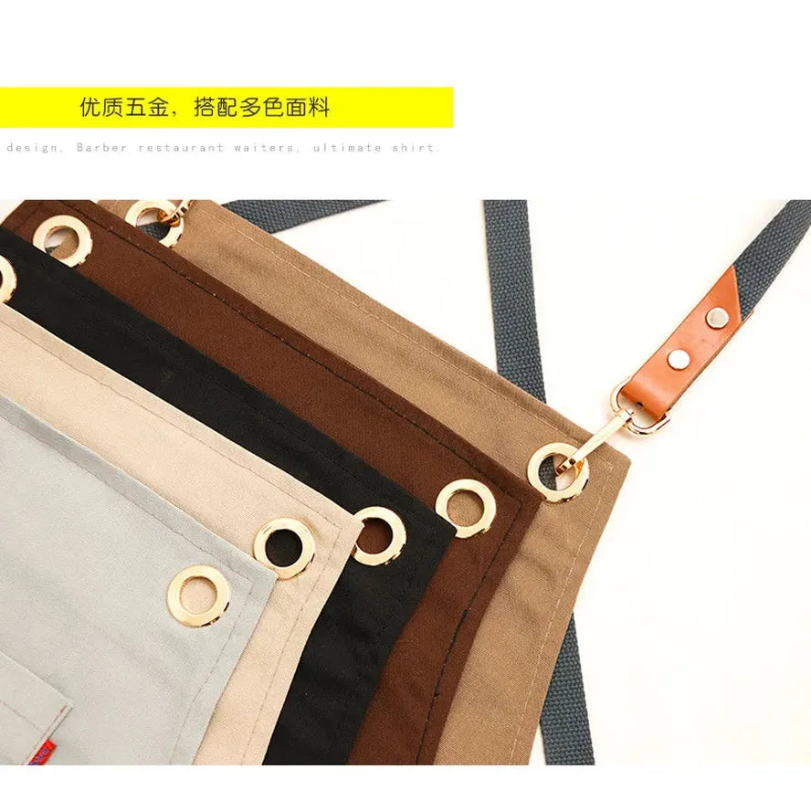 KTX-717267 Canvas Work Apron for Restaurant, Bakery, and Florist – Custom Logo Options Available