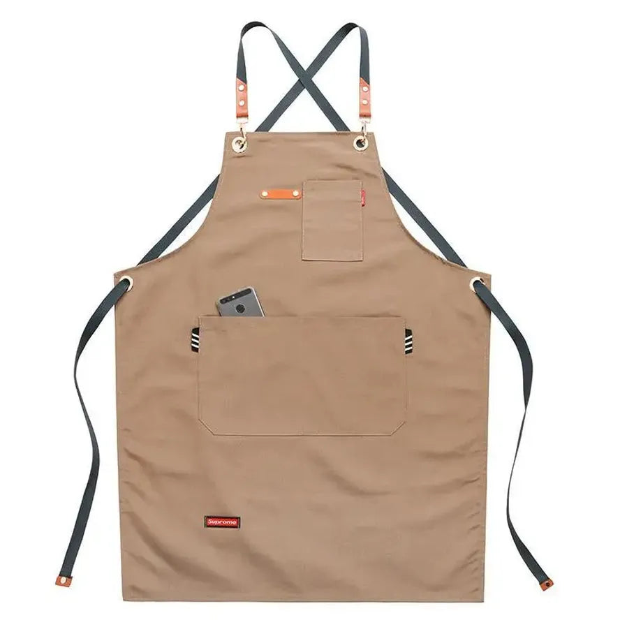 KTX-717267 Canvas Work Apron for Restaurant, Bakery, and Florist – Custom Logo Options Available