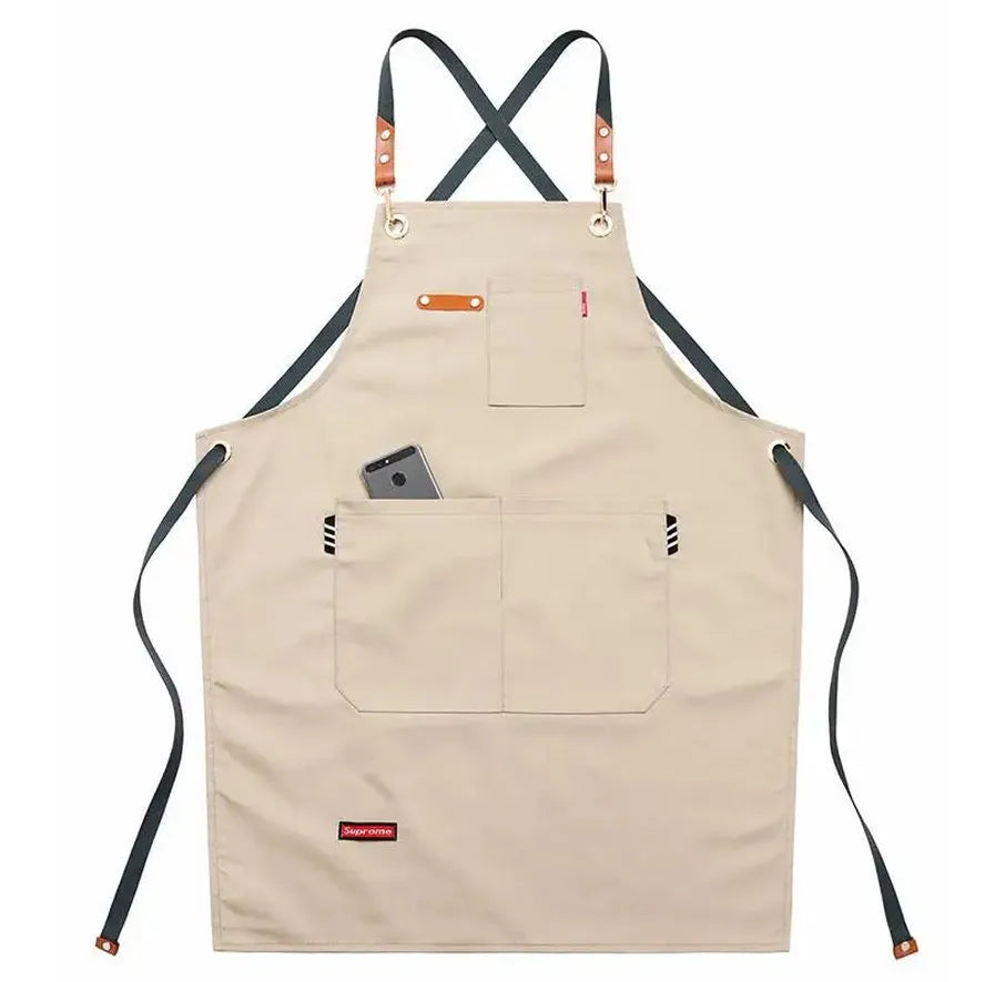 KTX-717267 Canvas Work Apron for Restaurant, Bakery, and Florist – Custom Logo Options Available