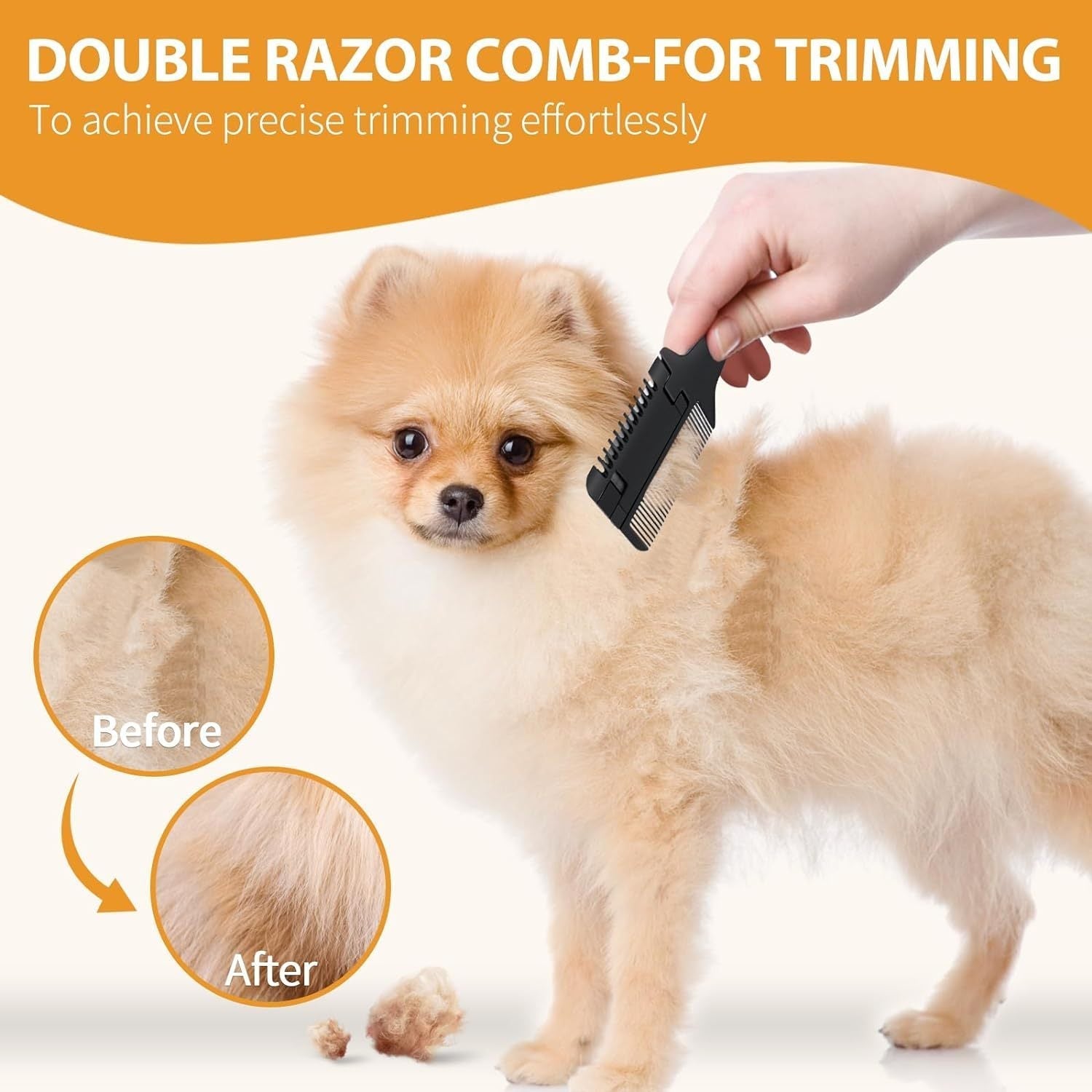HKM-232531 2-in-1 Pet Grooming Razor Comb for Dogs and Cats with Replacement Blades