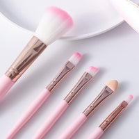 HKM-263315 Mini 5-Piece Makeup Brush Set with Short Plastic Handles and Soft Fiber Bristles