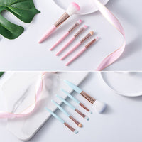 HKM-263315 Mini 5-Piece Makeup Brush Set with Short Plastic Handles and Soft Fiber Bristles