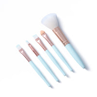 HKM-263315 Mini 5-Piece Makeup Brush Set with Short Plastic Handles and Soft Fiber Bristles