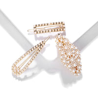 HKM-524819 Alloy Pearl Inlaid Geometric Hairpin for Women, Korean Style Hair Accessory