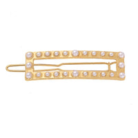 HKM-524819 Alloy Pearl Inlaid Geometric Hairpin for Women, Korean Style Hair Accessory