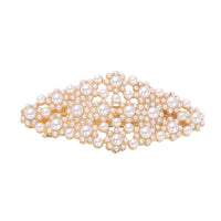 HKM-524819 Alloy Pearl Inlaid Geometric Hairpin for Women, Korean Style Hair Accessory