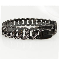 HKM-104403 Stainless Steel Dog Necklace with Black and White Diamond Accents