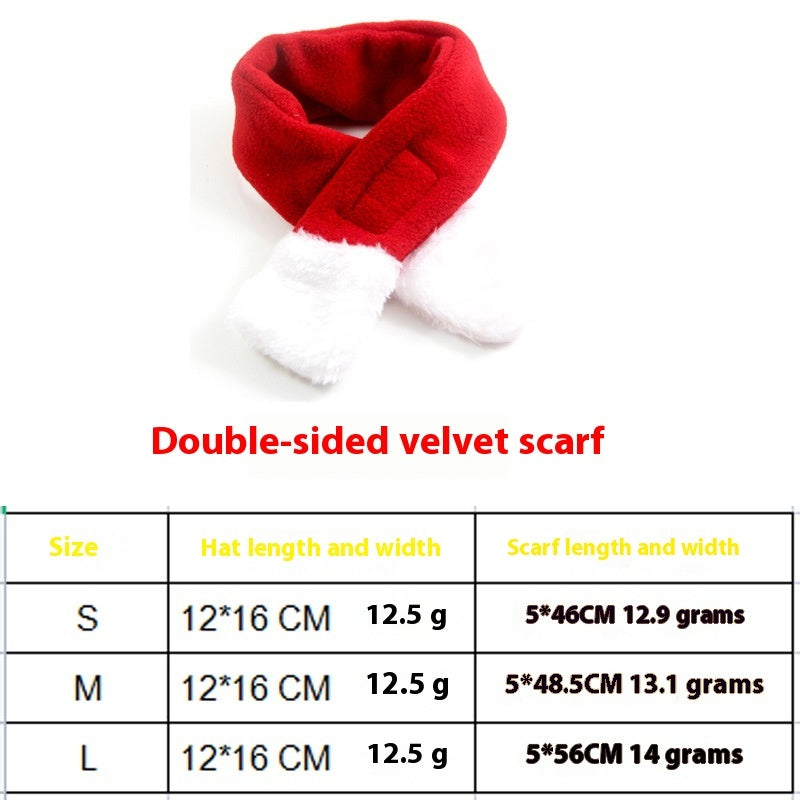 JMT-635978 Christmas Pet Costume: Cozy Double-Sided Velvet Cloak, Scarf, and Hat Set for Warm Holiday Style