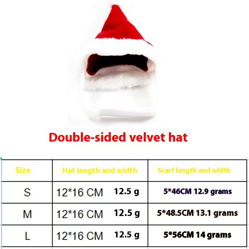 JMT-635978 Christmas Pet Costume: Cozy Double-Sided Velvet Cloak, Scarf, and Hat Set for Warm Holiday Style