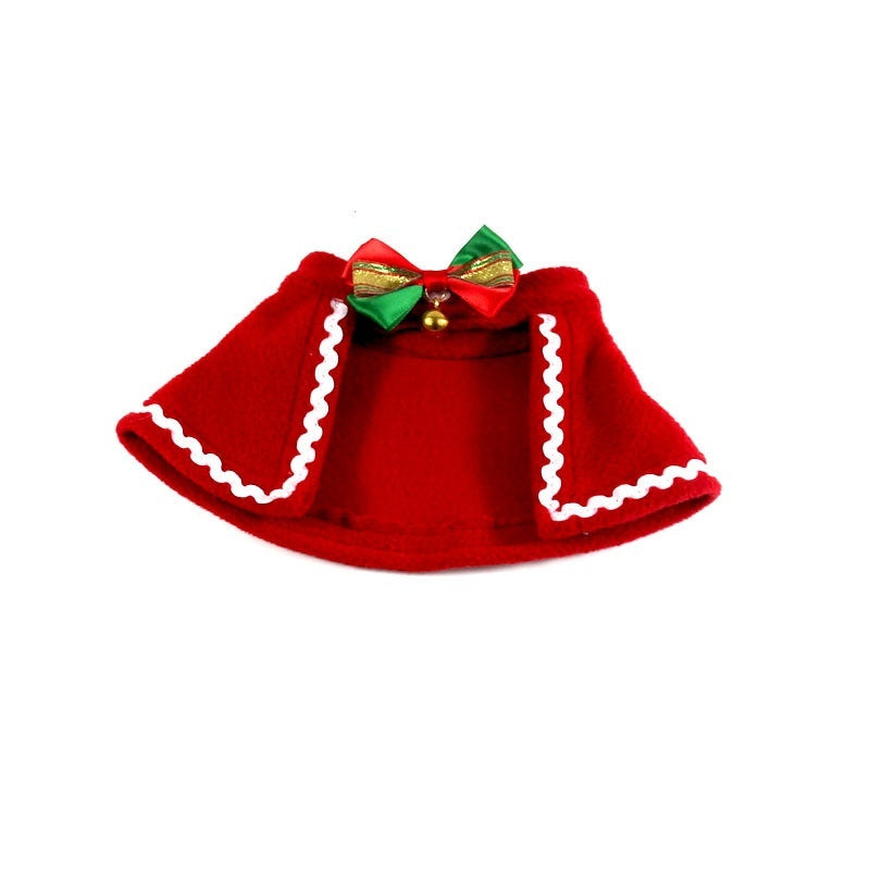 JMT-635978 Christmas Pet Costume: Cozy Double-Sided Velvet Cloak, Scarf, and Hat Set for Warm Holiday Style