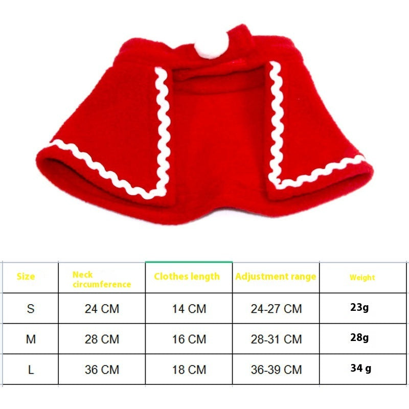 JMT-635978 Christmas Pet Costume: Cozy Double-Sided Velvet Cloak, Scarf, and Hat Set for Warm Holiday Style
