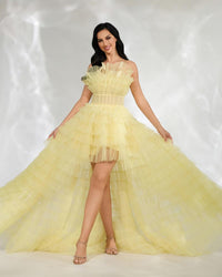 HKM-974483 Elegant Yellow Evening Dress for Women - Style EZ25139