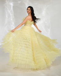 HKM-974483 Elegant Yellow Evening Dress for Women - Style EZ25139