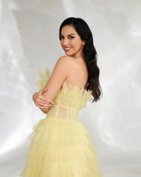 HKM-974483 Elegant Yellow Evening Dress for Women - Style EZ25139