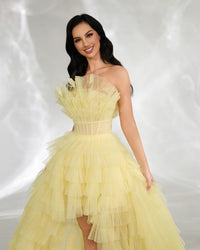 HKM-974483 Elegant Yellow Evening Dress for Women - Style EZ25139