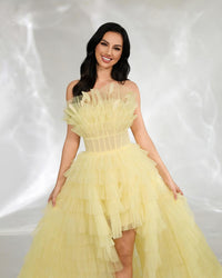 HKM-974483 Elegant Yellow Evening Dress for Women - Style EZ25139