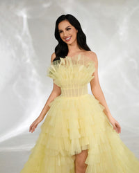 HKM-974483 Elegant Yellow Evening Dress for Women - Style EZ25139