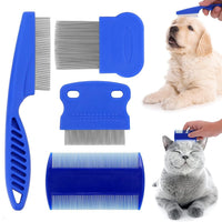 HKM-165843 Stainless Steel Pet Flea Comb Set - 4-Piece Durable Grooming Tools