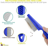 HKM-165843 Stainless Steel Pet Flea Comb Set - 4-Piece Durable Grooming Tools