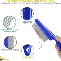 HKM-165843 Stainless Steel Pet Flea Comb Set - 4-Piece Durable Grooming Tools