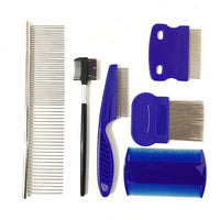 HKM-165843 Stainless Steel Pet Flea Comb Set - 4-Piece Durable Grooming Tools