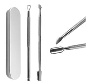 HKM-517971 Stainless Steel Cuticle Pusher and Spatula Set for Gel Nail Polish Removal - 2 Pieces