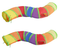 HKM-231827 Collapsible Rainbow Cat Tunnel - Eco-Friendly, Scratch-Resistant Design for Interactive Play