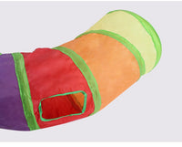HKM-231827 Collapsible Rainbow Cat Tunnel - Eco-Friendly, Scratch-Resistant Design for Interactive Play