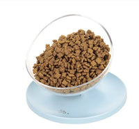 HKM-915155 Adjustable Three-Angle Cat Bowl in White, Pink, and Blue - Designed to Rotate Without Tipping