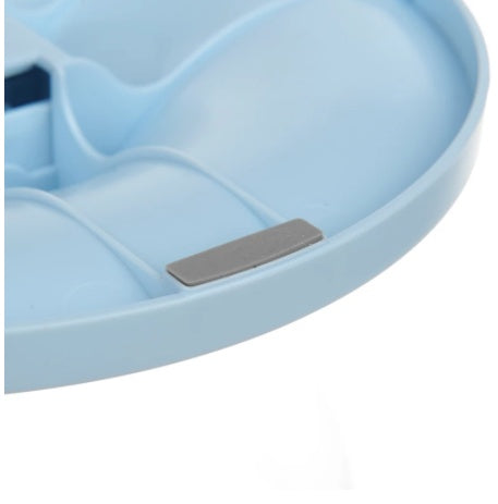 HKM-915155 Adjustable Three-Angle Cat Bowl in White, Pink, and Blue - Designed to Rotate Without Tipping
