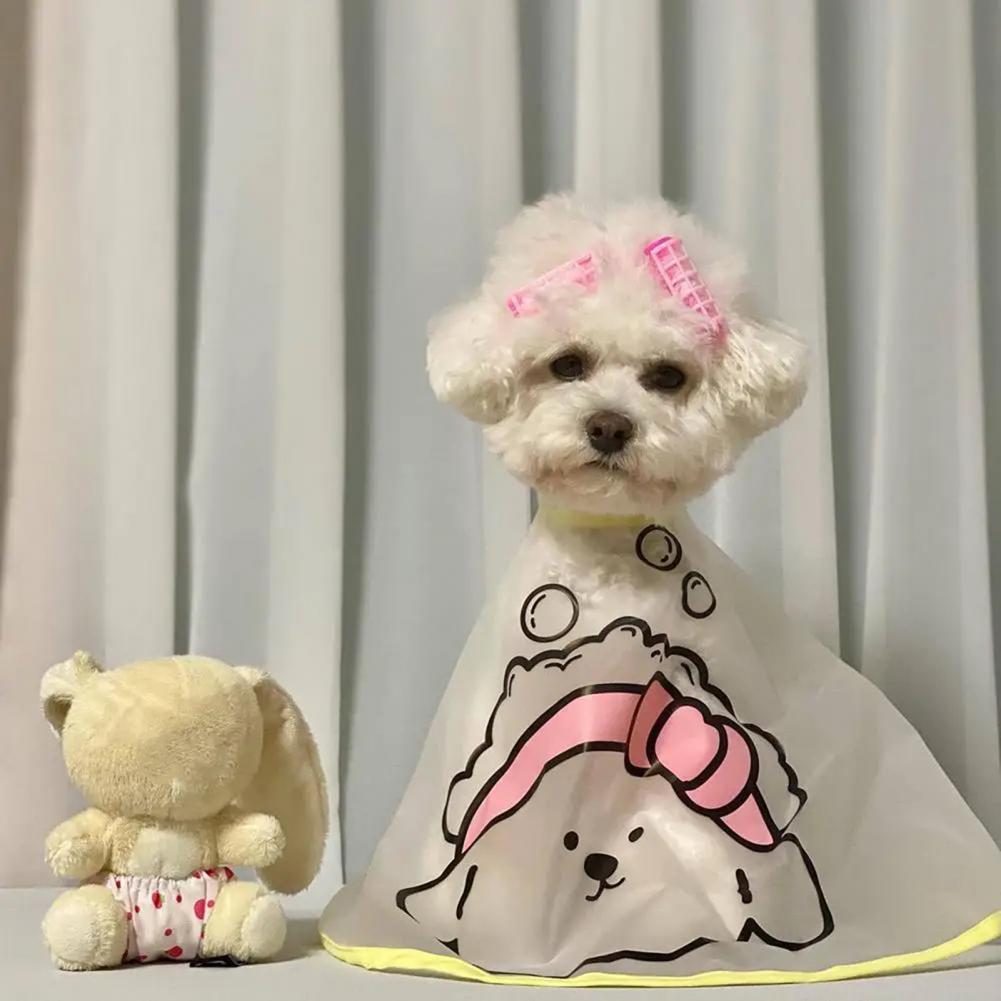 HKM-910291 Adjustable Waterproof Pet Cloak with Cartoon Print for Dog Grooming