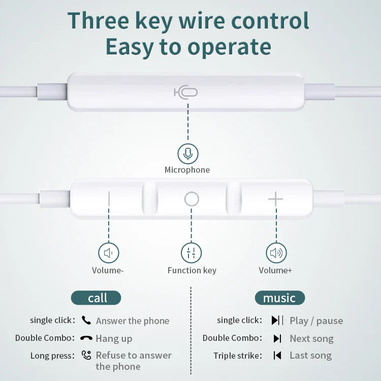 KTX-173843 3.5mm Wired Earphones with Microphone for Mobile Phones, Hi-Fi Stereo Sound Quality Earbuds Headset