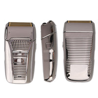 HKM-087955 Dual-Head USB Rechargeable Retro Bald Razor in Gold and Silver