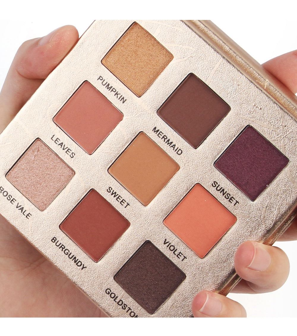 HKM-719763 Golden 9-Color Matte Eyeshadow Palette - Versatile and Vibrant Shades