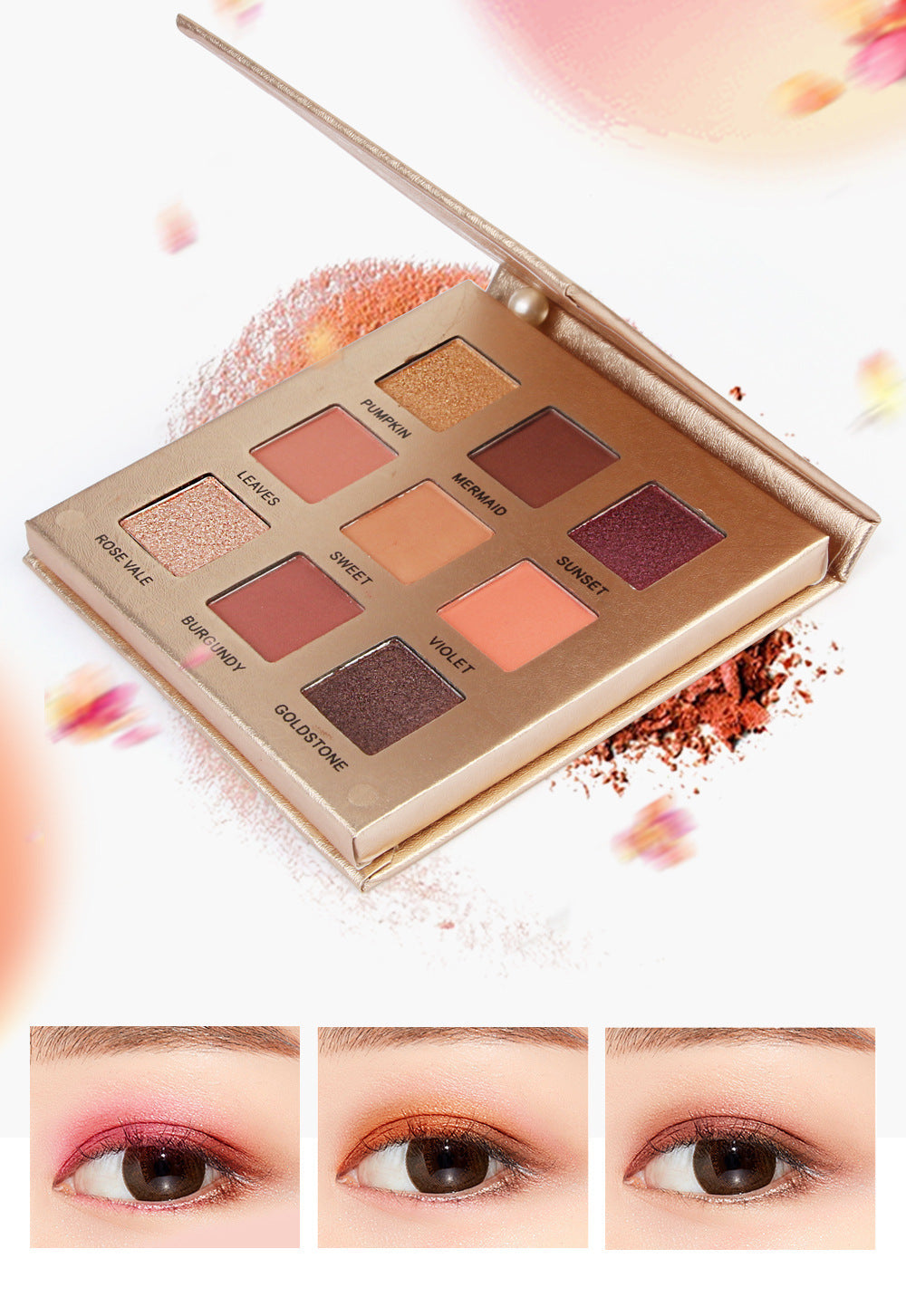 HKM-719763 Golden 9-Color Matte Eyeshadow Palette - Versatile and Vibrant Shades