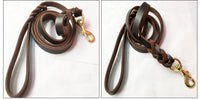 HKM-280915 Leather Dog Traction Rope for Training - 2 Meter Extended Telescopic Design, Ideal for Medium to Large Breeds