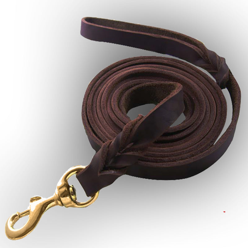 HKM-280915 Leather Dog Traction Rope for Training - 2 Meter Extended Telescopic Design, Ideal for Medium to Large Breeds